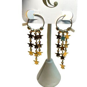 Charming Charlie Star Dangle Earrings Gold Tone Hypoallergenic Fashion Jewelry F